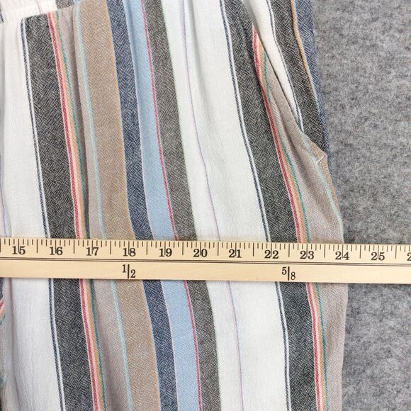 Chelsea & Theodore Pants Sz 1X Linen Blend Striped Cropped Wide Slit Leg Beach - Picture 5 of 11